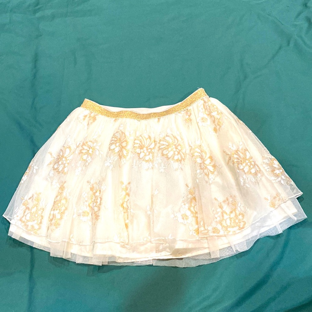 JUSTICE Multi Layered Gold & Ivory Skirt/Skorts Size 16 Girls Layered Skirt